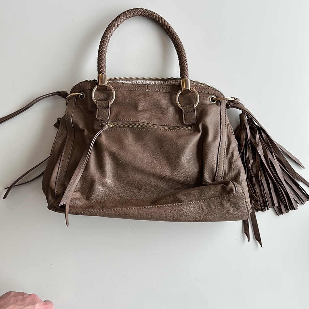 Urban Expressions 15X10 large brown braided tassel purse nwot - Picture 3 of 11